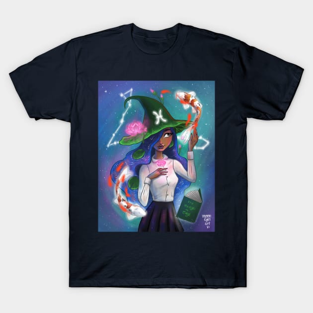 Pisces Witch T-Shirt by mooneyesart